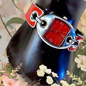 Vintage Red and Silver Quartz Watch